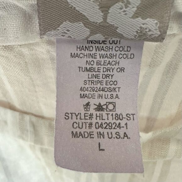 Match Point USA Linen Tunic Lg Short Sleeve Pullover White Striped Boxy - Picture 4 of 6